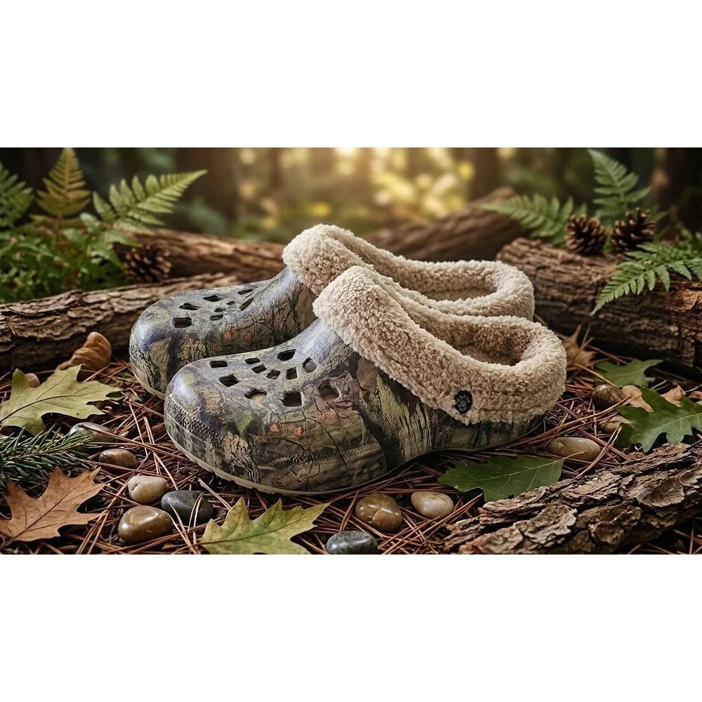 Dawgs Men’s 10/11 Fleece Lined Mossy Oak Camo Clogs NWT Warm Comfort Slip On